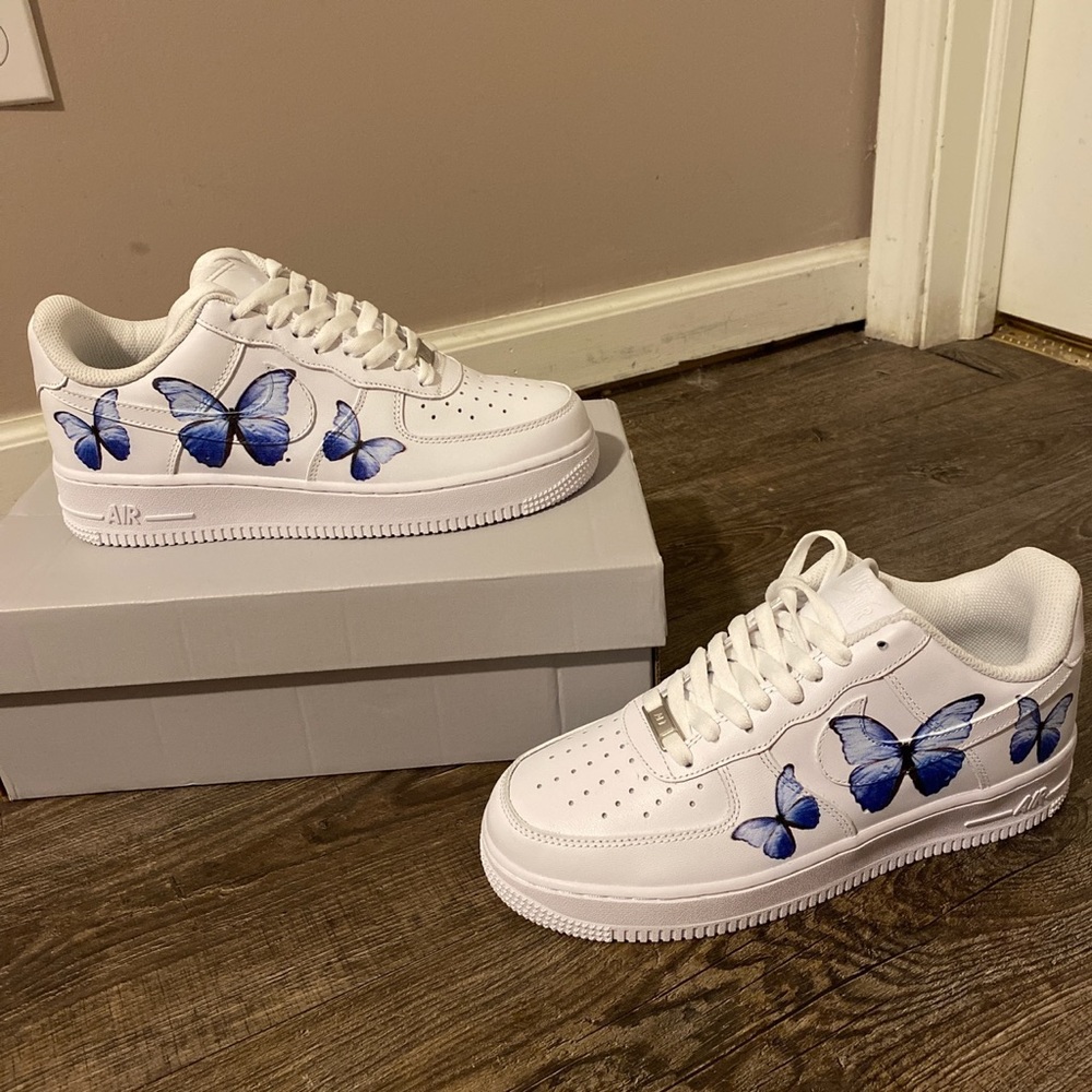 Never Worn Blue Butterfly Air Force Ones